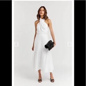 Dissh White Linen Midi Halter Neck Dress, excellent condition, S / US 4 / AU 8